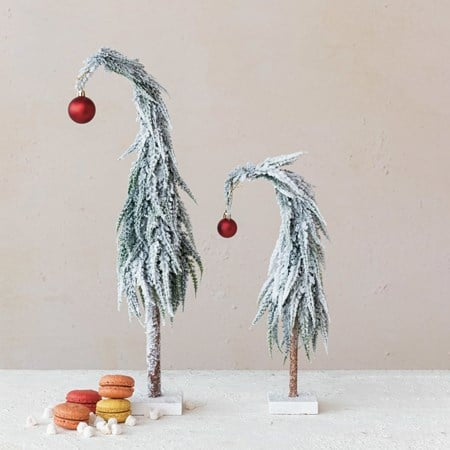 Faux Evergreen Tree with Red Ball Ornament