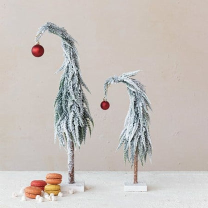 Faux Evergreen Tree with Red Ball Ornament