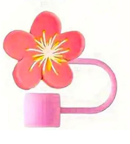 Pink Flowers Straw Covers