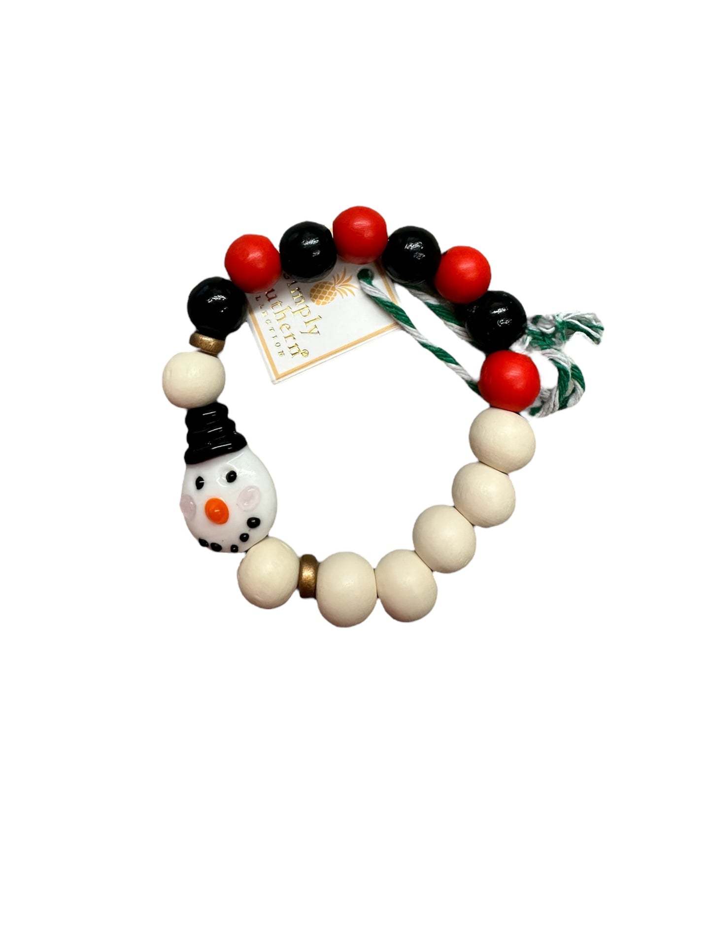 Holiday Beaded Bracelet with Glass Figurine