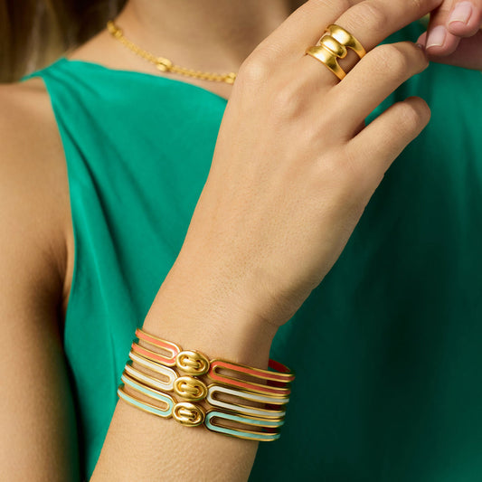 Laguna Enamel Hinge Bangle - Ivory