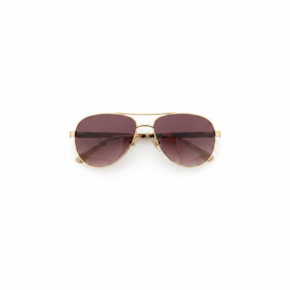 Ted Baker Aviators with gold frames and dark tinted lenses. Available in sizes medium and large.