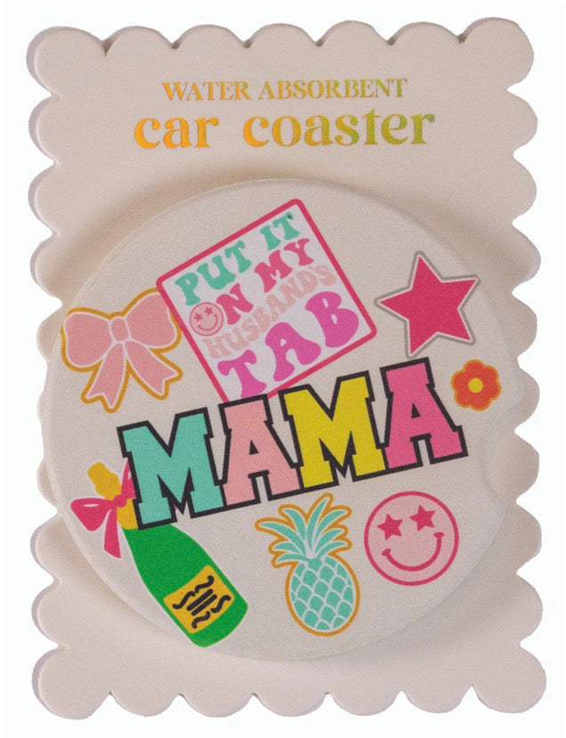 Simply Southern Car Coasters: Water-absorbent, decorative; fits standard cup holders. 2.75" diameter.
