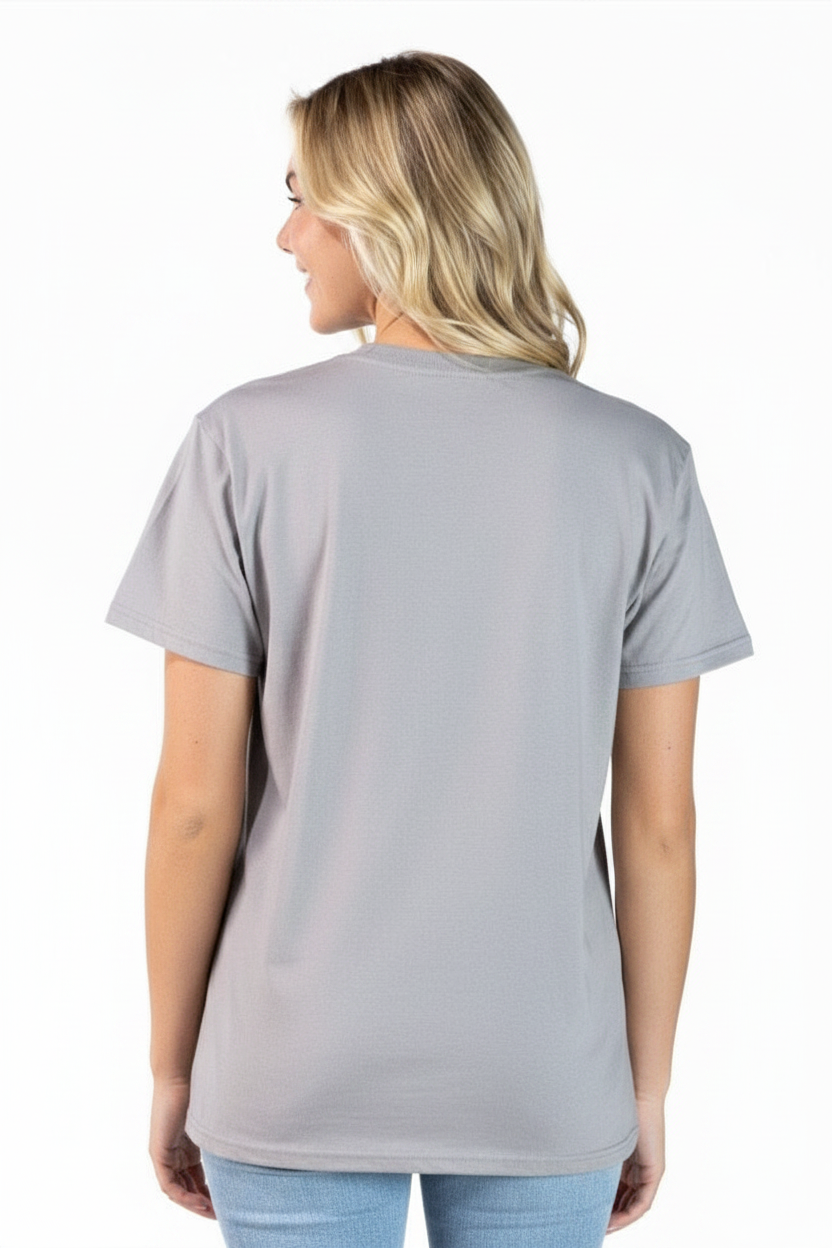 Howdy Ghost T-Shirt in driftwood grey, available in sizes XS-XL.