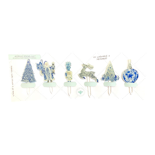 Blue & White Chinoiserie Christmas Party Pik Sticks