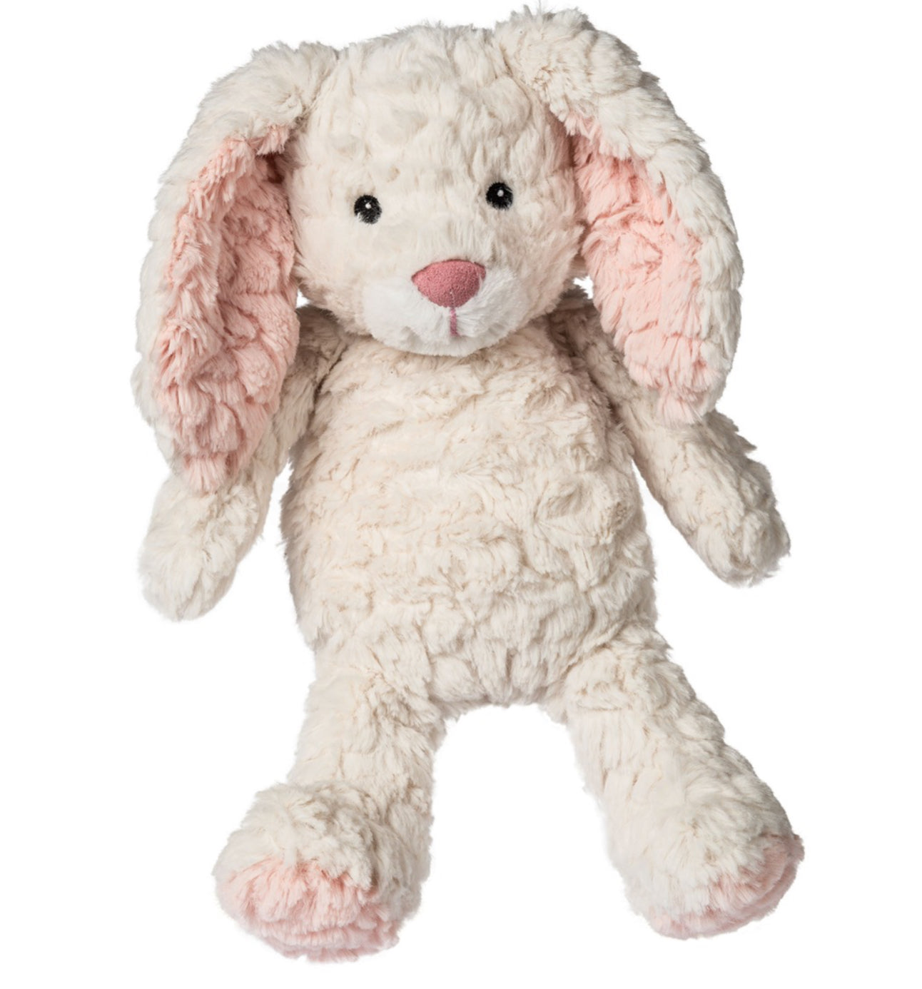 Plush toy of a Putty Cream Cottontail Bunny with a cream-colored body and pink inner ears, sitting against a white background.