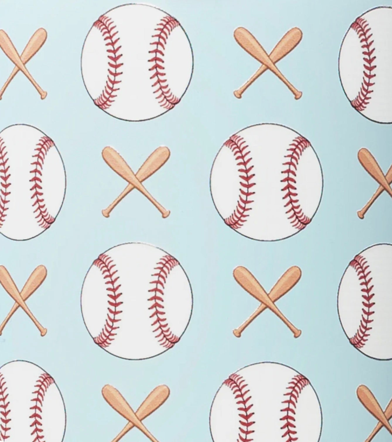 Home Run Mega Mug (40oz) with triple insulation; light blue, baseball and bat pattern. Only available in 40oz size.