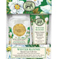 Winter Blooms Handcare Gift Set: foaming shea butter hand soap and lotion in green/white floral packaging, 17.8 oz & 8 oz.