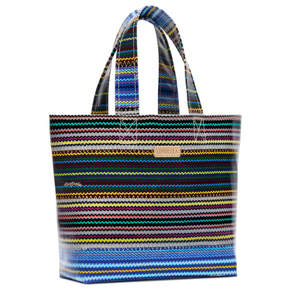 Grab 'n' Go Mini, Hadley: compact utility tote, durable ConsuelaCloth, zigzag pattern, tan label. Mini size only.