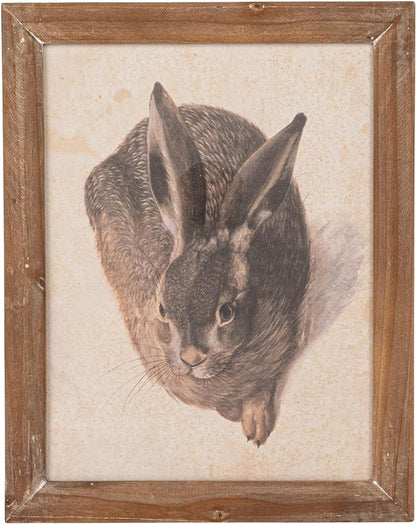 Wood Framed Wall Decor with Rabbit
