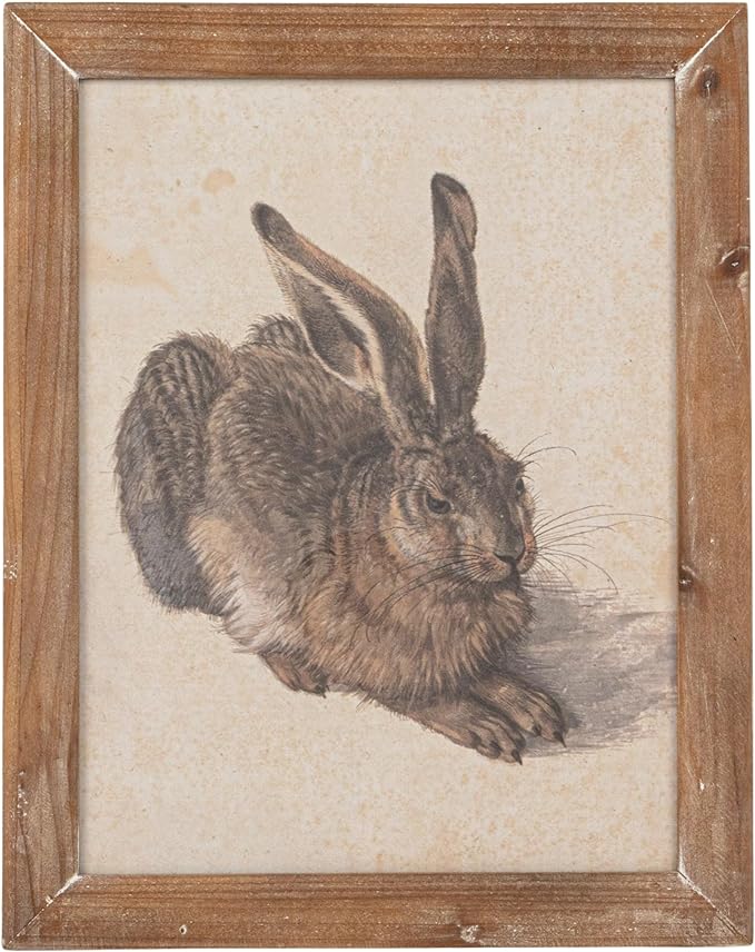 Wood Framed Wall Decor with Rabbit