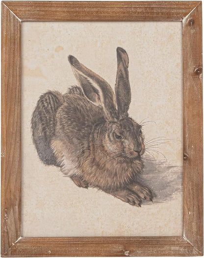 Wood Framed Wall Decor with Rabbit