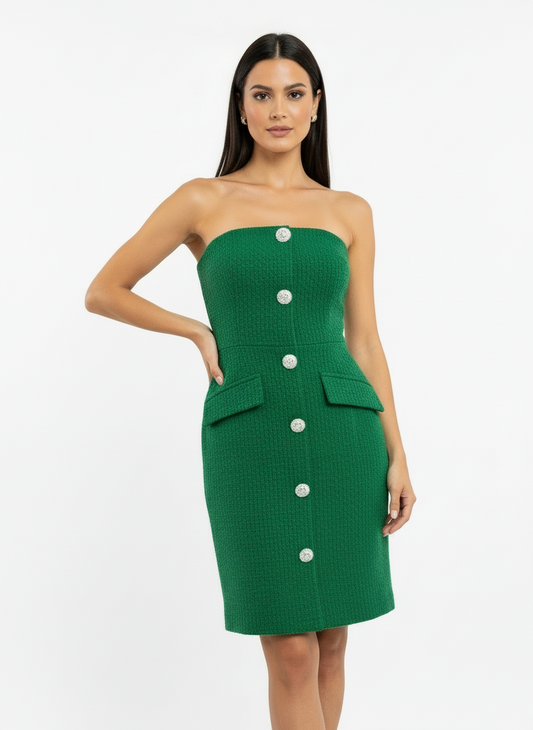 Green Strapless Dress | White Birch Black Label