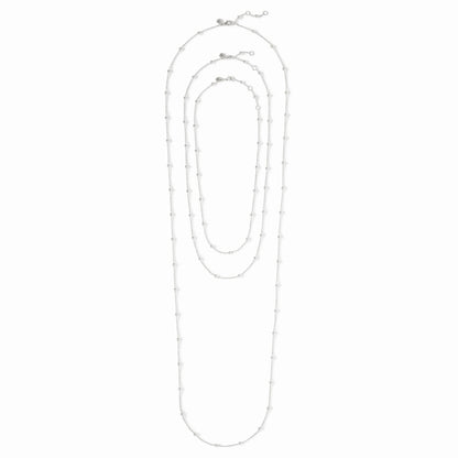 Solara Delicate Station Necklace 43.5 Silver: silver chain with evenly spaced small beads; available in 43.5 cm length.