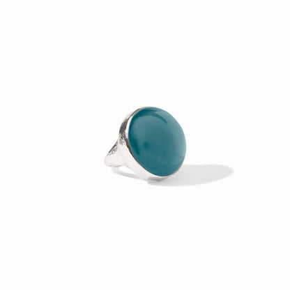 Solara Statement Ring: large Montana Blue gemstone in silver bezel. Available sizes: 6, 7, 8.