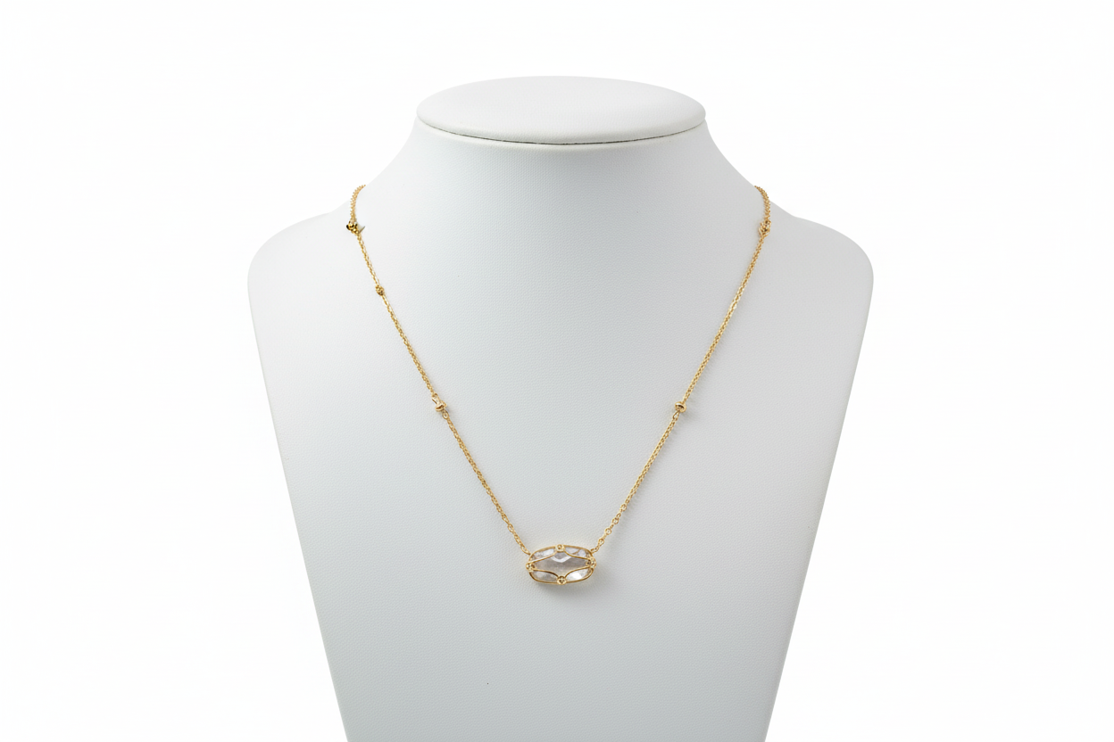 Elisa Lattice Gold Frame necklace by Kendra Scott with a delicate gold chain and open circular pendant. Sizes: 16", 18", 20".