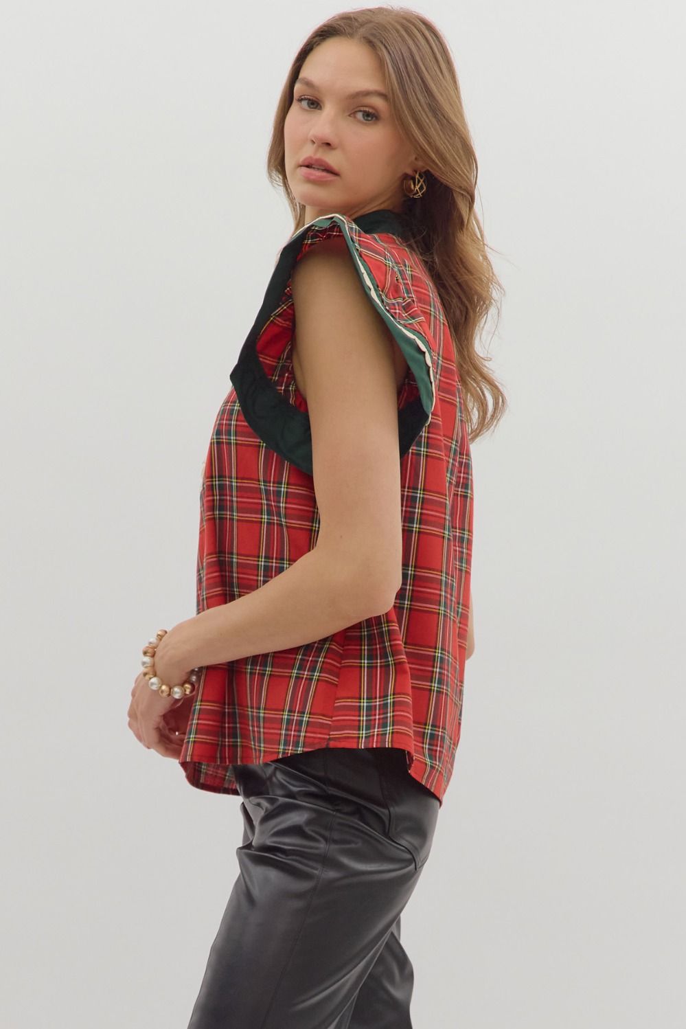 Mary Red Plaid Top