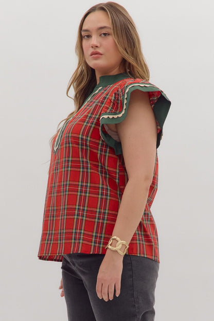 Mary Red Plaid Top