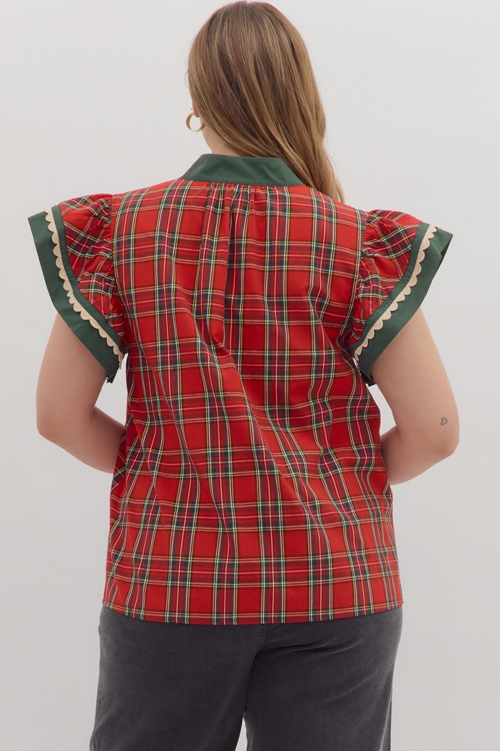 Mary Red Plaid Top