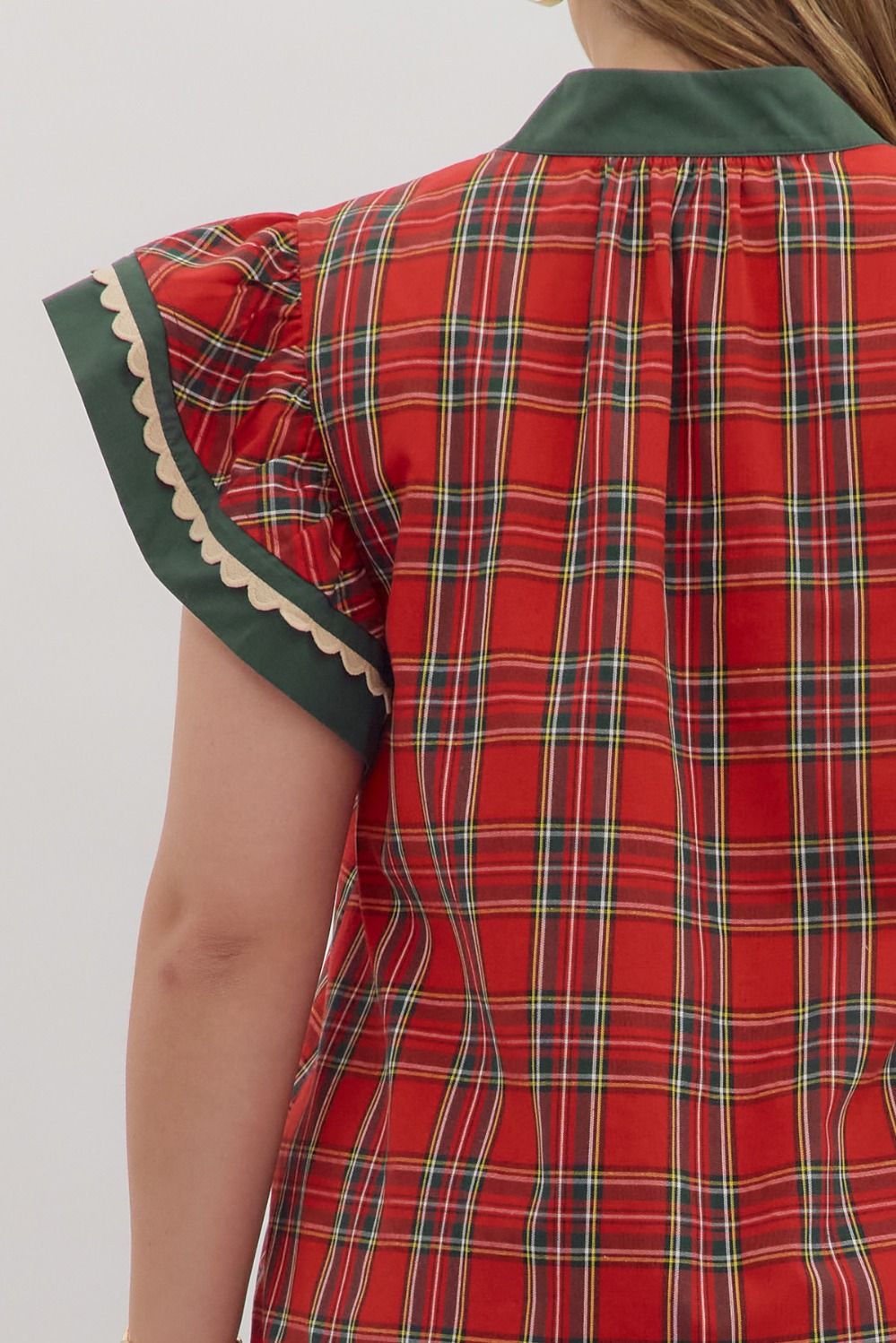 Mary Red Plaid Top