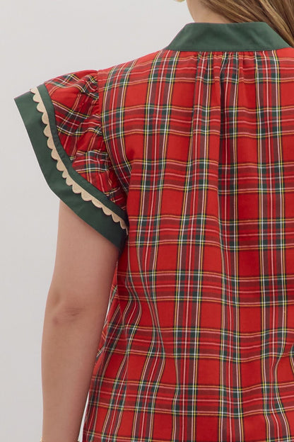 Mary Red Plaid Top