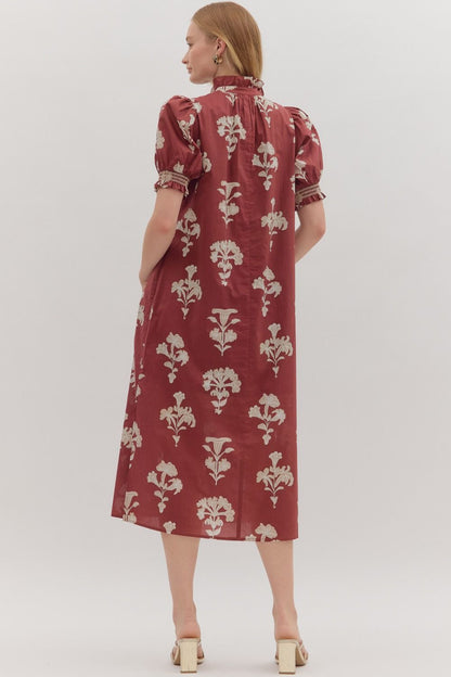 Garnet Botanical Long Dress