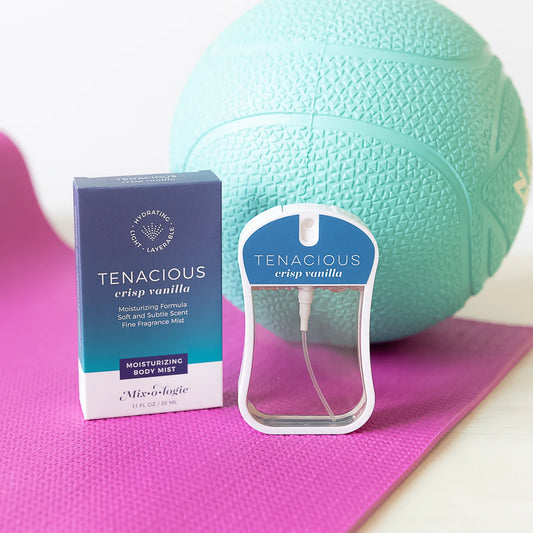 Tenacious Crisp Vanilla Moisturizing Body Mist by Mix O Logie, available in 1.7 oz and 8 oz sizes.