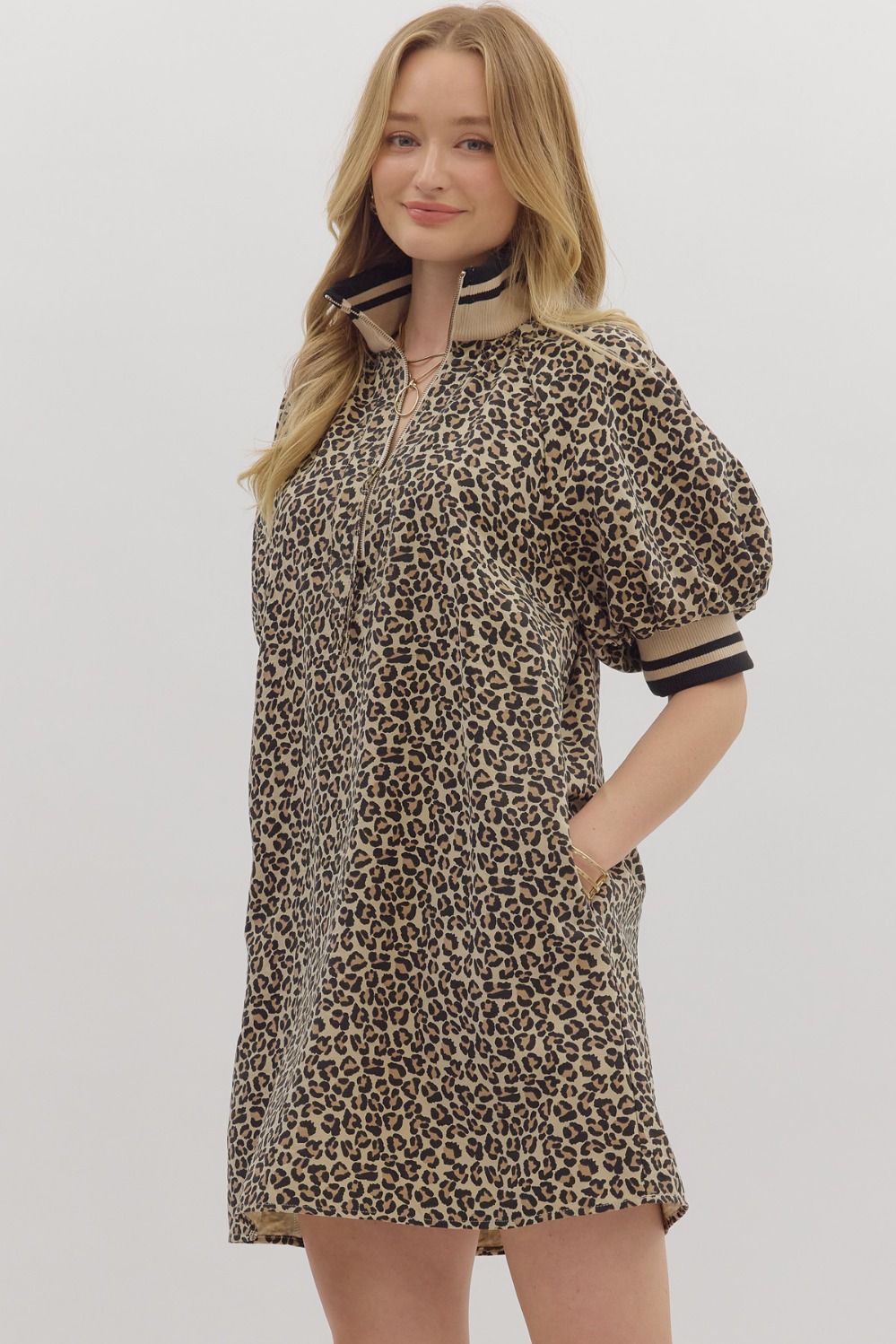 Animal Print Collared Dress