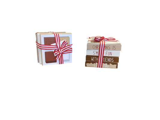 Wood Cocoa and Cookies Coaster 4 piece/set