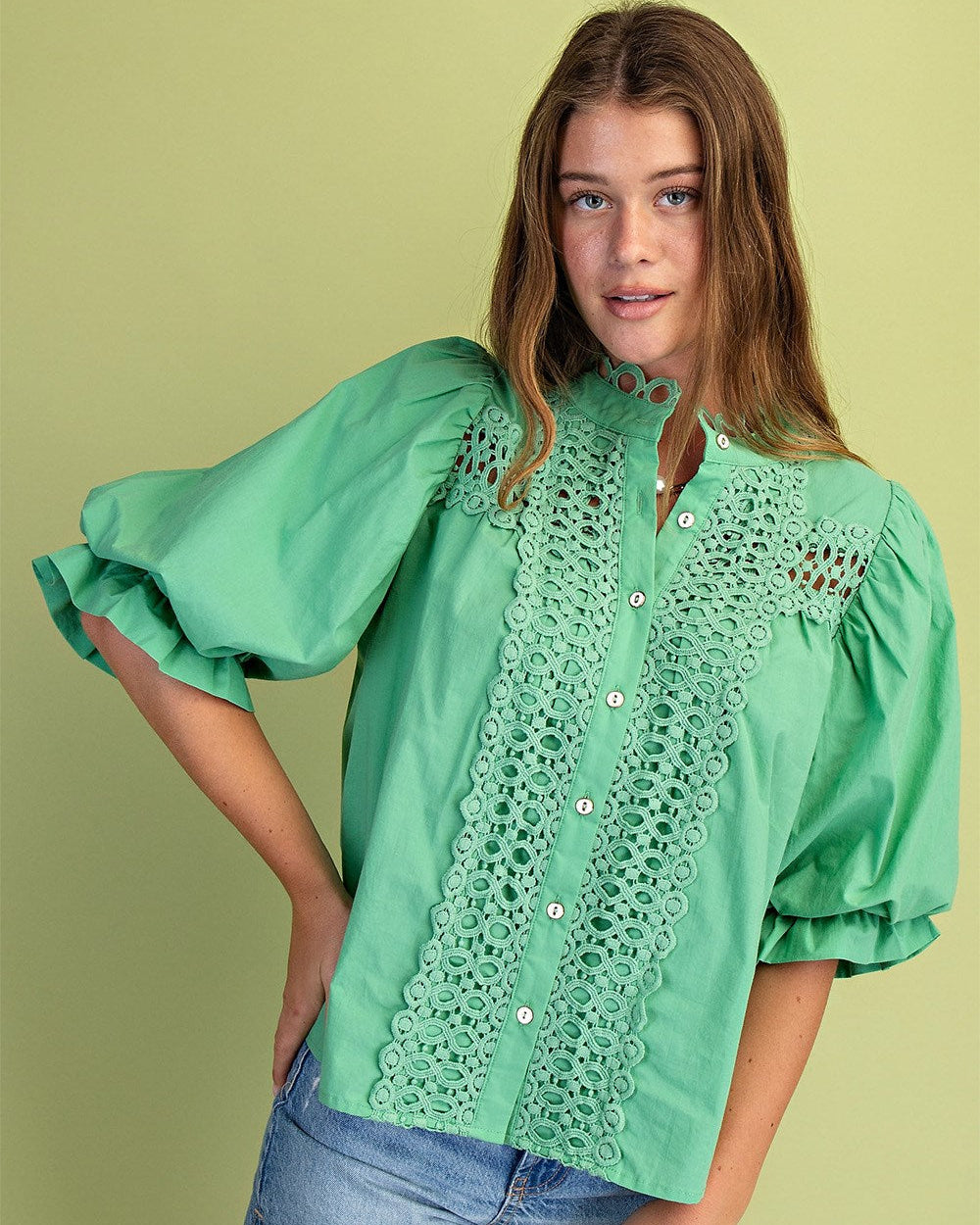 Mint Button Down Blouse