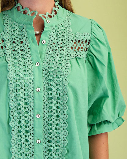 Mint Button Down Blouse