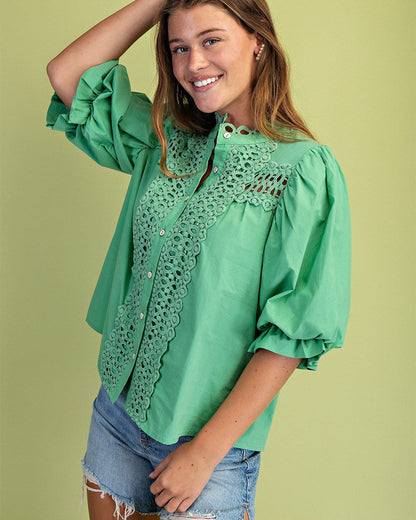 Mint Button Down Blouse