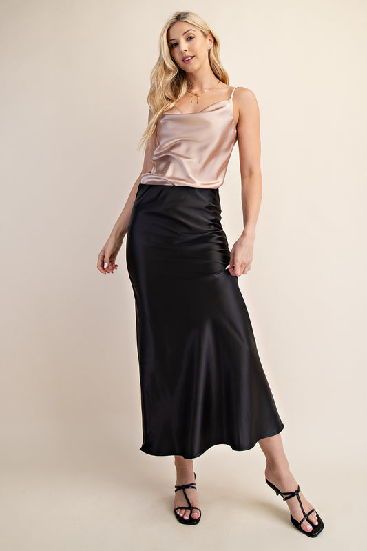 Sally Satin Midi Skirt