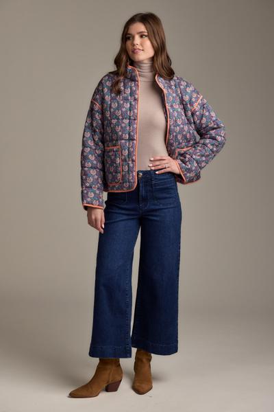 Cher Block Quilted Jacket: floral quilted cotton, available in sizes XS–XL.