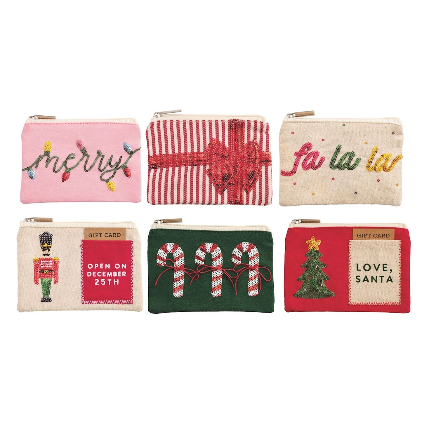Christmas Sequin Zip Pouches