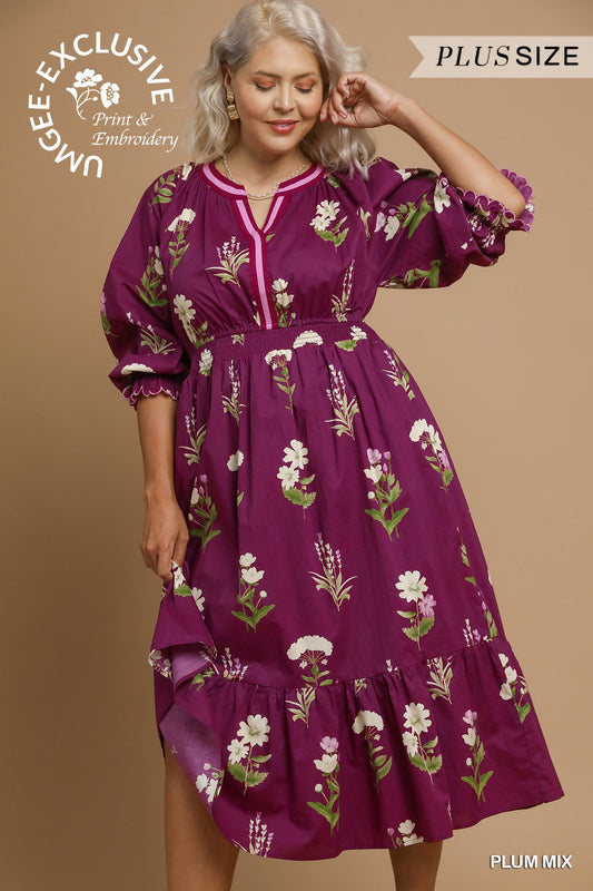 Plum Floral Mix Dress