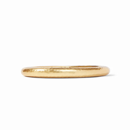 Julie Vos Catalina Hinge Bangle in Obsidian Black with hammered gold accents, simple round design; available in multiple sizes.