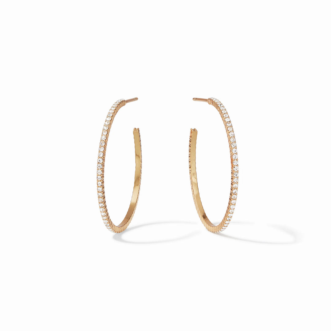 Julie Vos Windsor Hoop Earrings in 18K gold with small cubic zirconia stones, available in medium and large sizes.