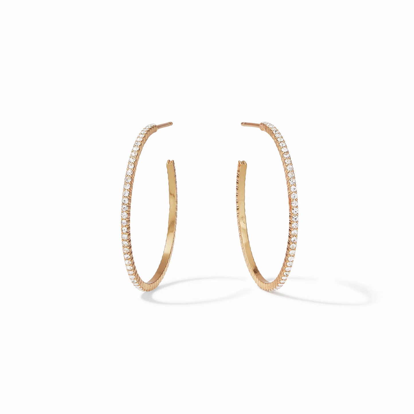 Julie Vos Windsor Hoop Earrings in 18K gold with small cubic zirconia stones, available in medium and large sizes.