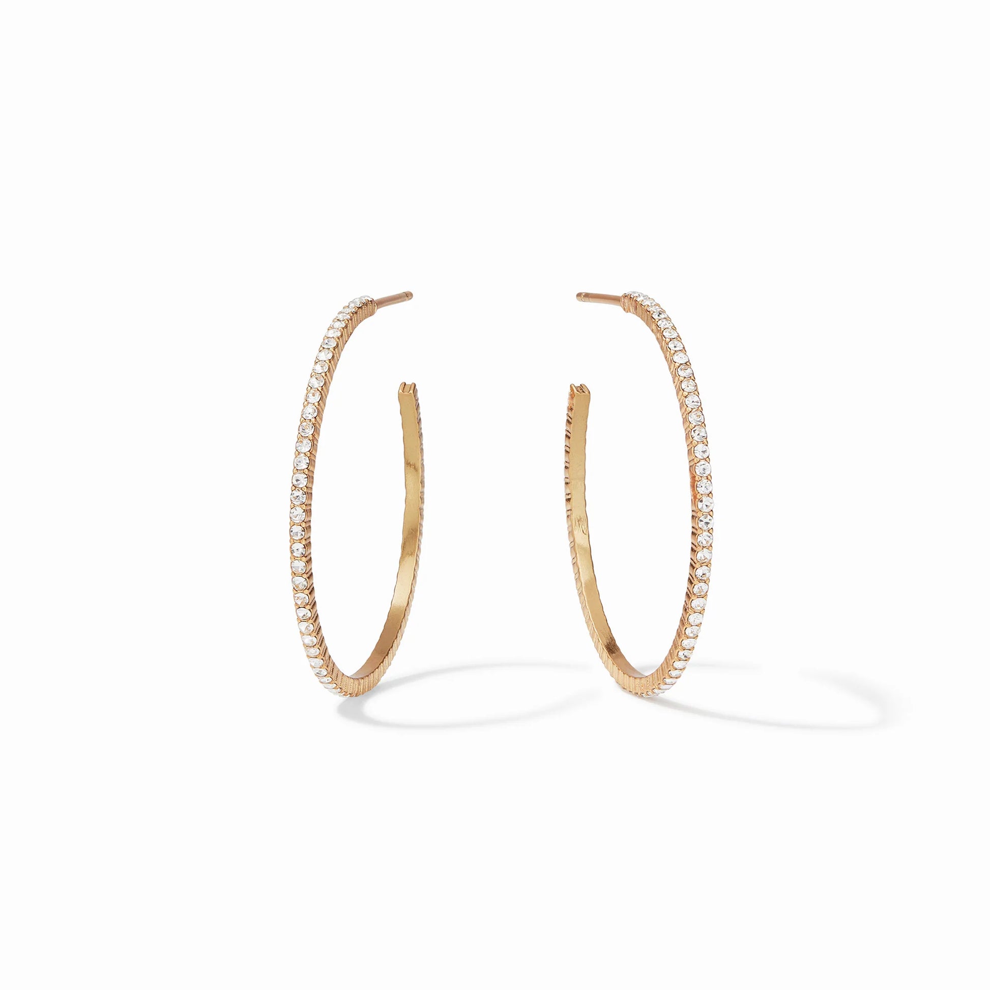 Julie Vos Windsor Hoop Earrings in 18K gold with small cubic zirconia stones, available in medium and large sizes.