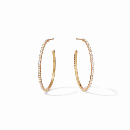 Julie Vos Windsor Hoop Earrings in 18K gold with small cubic zirconia stones, available in medium and large sizes.