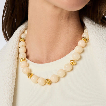 Ravello 5-in-1 Ivory Necklace Gold with cream-colored beads and 24K gold-plated details. Available in multiple sizes.