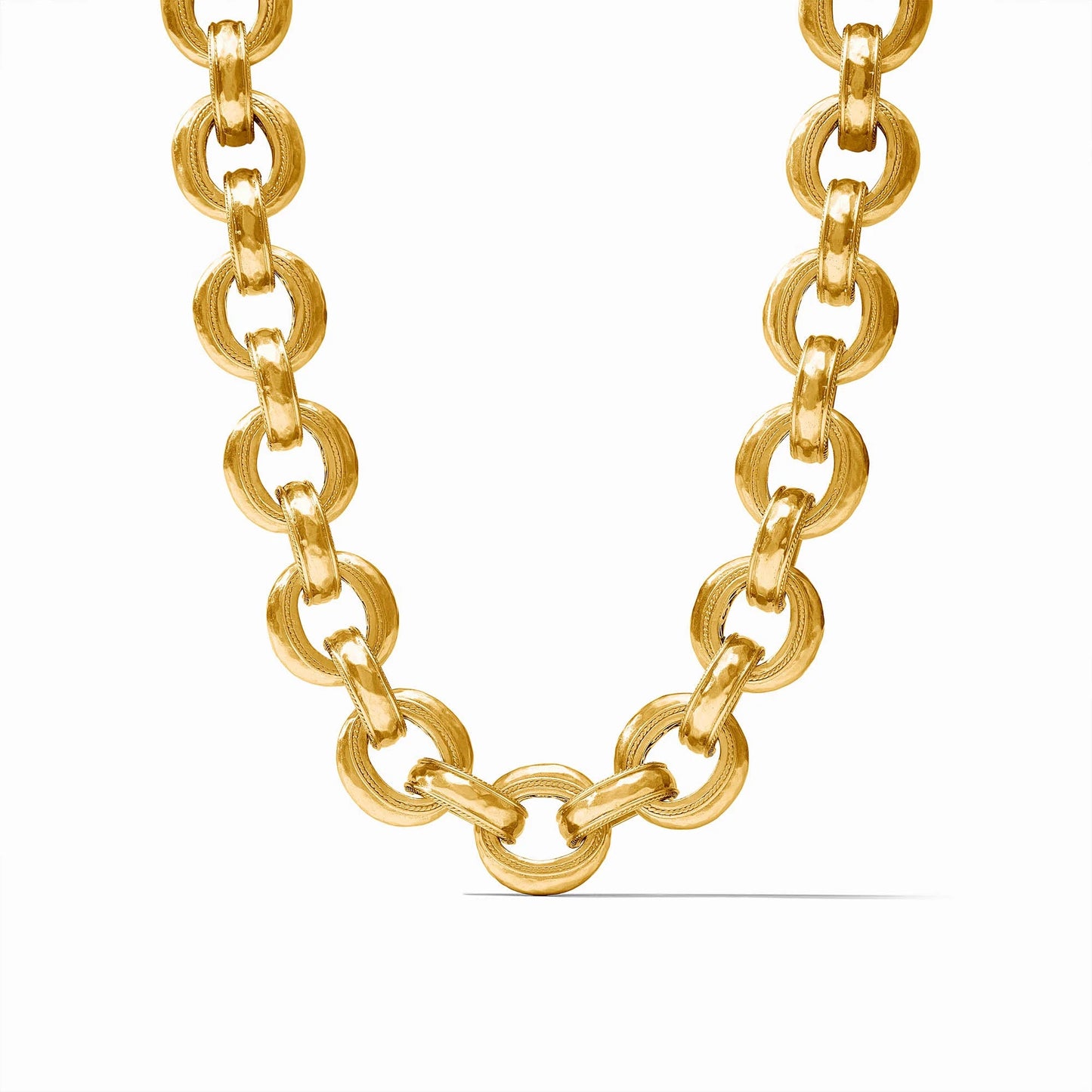The Cannes Demi Link Necklace by Julie Vos features large, round interlocking links in 24K gold. Available sizes: 18-inch and 21-inch.