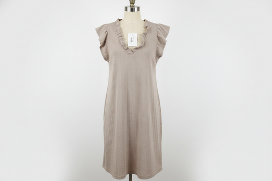 Tan Ruffled Collar Dress | P.S Kate