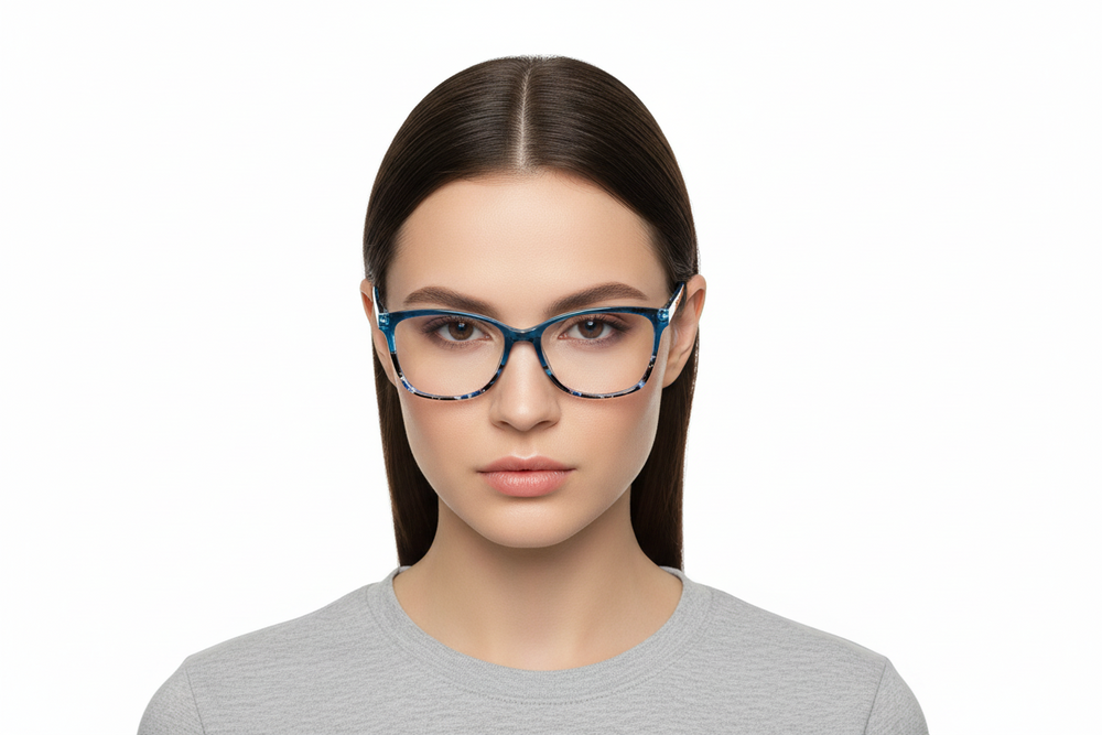 Blue patterned eyeglasses from Dark Blue Print Readers, available in S, M, L.