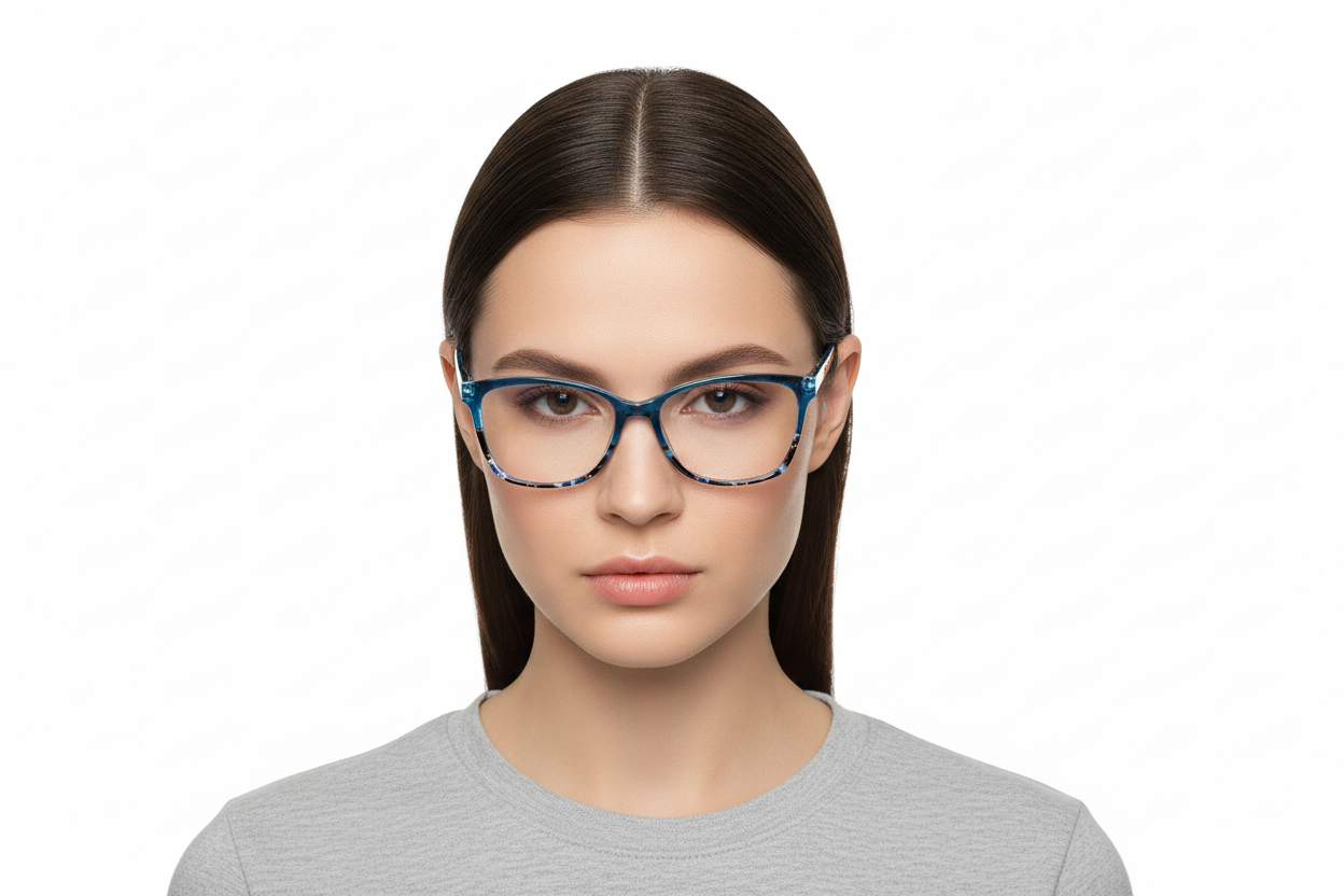 Blue patterned eyeglasses from Dark Blue Print Readers, available in S, M, L.