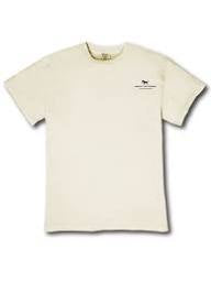 Beige unisex tee with small black animal logo and text on chest. Available in sizes S-XL.