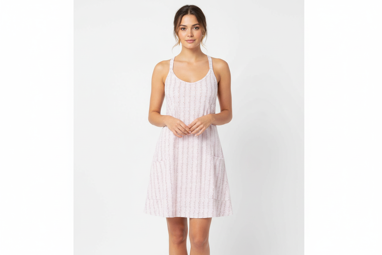 Tara Dress in White Floral: light sundress, thin straps, delicate floral patterns. Available in sizes XS–L.