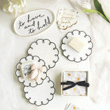 Ceramic Scalloped Appetizer Plate available in 6″, 8″, and 10″ sizes; features gently scalloped edges.