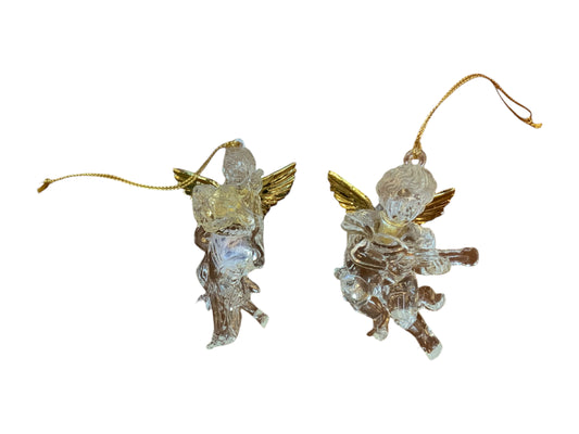 Clear Angel Ornaments with Gold Wings